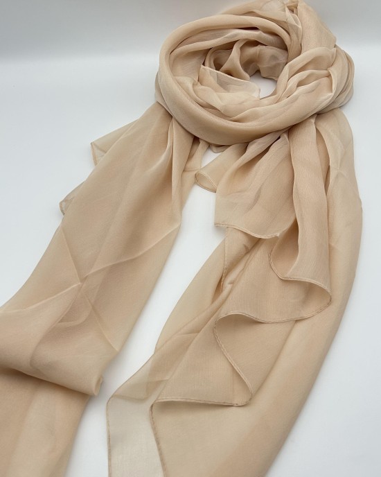 Khaki thin large silk scarf